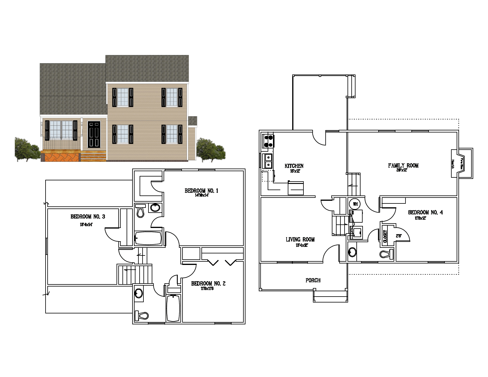 1648 4 Bedroom Split Level : NetCad Drafting, Inc., Your Complete House Plan  Source, image size:1650x1275
